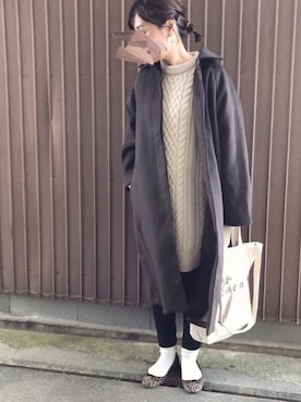 「Libra Cue（リブラ キュー）のアイテム（ステンカラーコート）」を使った、uaさん（レディース・153cm）の冬コーディネート