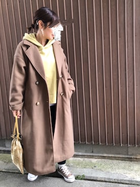 「サニーレーベル」｜「アイテム（チェスターコート）」を使った、uaさん（レディース・153cm）の冬コーディネート
