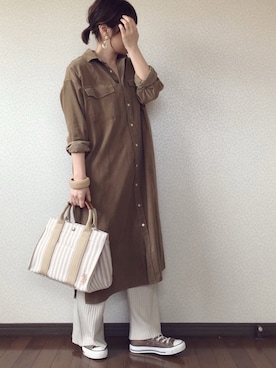 「JOURNAL STANDARD relume（ジャーナルスタンダード　レリューム）のアイテム（シャツワンピース）」を使った、uaさん（レディース・153cm）の春コーディネート
