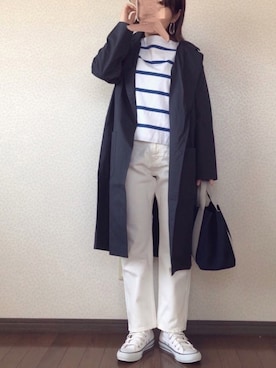 「Libra Cue（リブラ キュー）のアイテム（チェスターコート）」を使った、uaさん（レディース・153cm）の春コーディネート