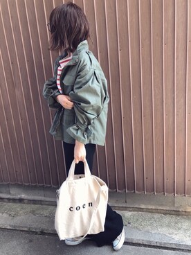 「reca（レカ）のアイテム（ミリタリージャケット）」を使った、uaさん（レディース・153cm）の春コーディネート