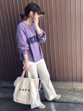 「アイテム（バングル/リストバンド、ホワイト系）」を使った、uaさん（レディース・153cm）の春コーディネート