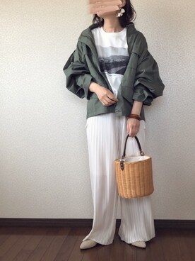 「reca（レカ）のアイテム（ミリタリージャケット）」を使った、uaさん（レディース・153cm）の春コーディネート