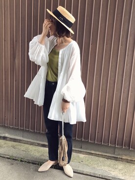 「白シヤツ」｜uaさん（レディース・153cm）の春コーディネート