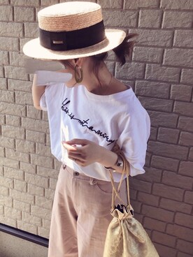 「petitcro（プティクロ）のpetitcro  ワイドバングル PCKB1901001（バングル/リストバンド）」を使った、uaさん（レディース・153cm）の春コーディネート