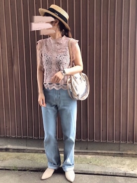 「petitcro（プティクロ）のpetitcro  ワイドバングル PCKB1901001（バングル/リストバンド）」を使った、uaさん（レディース・153cm）の春コーディネート