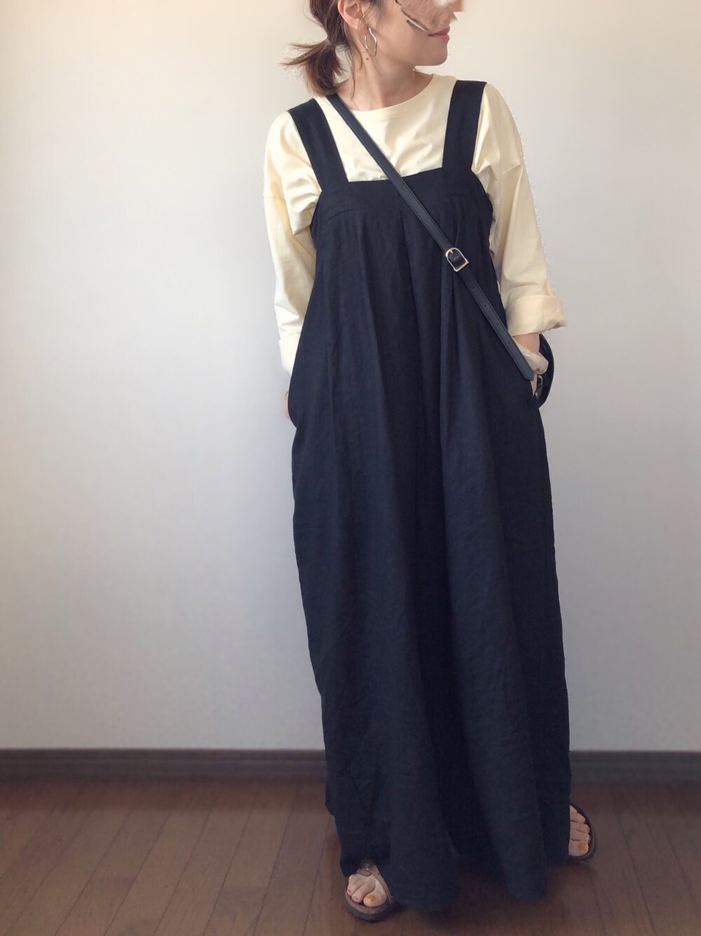 「sakishimatokyo、ゆるコーデ、低身長、Goldy」｜「sakishimatokyoのゆるりらカットソー（Tシャツ/カットソー、イエロー系）」を使った、uaさん（レディース・153cm）の春コーディネートの1枚目の写真
