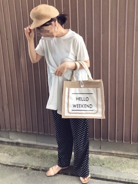 「AmbreNeige」｜「アイテム（キャスケット）」を使った、uaさん（レディース・153cm）の夏コーディネート
