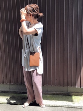 「Aunt Marie's（アントマリーズ）のAUNT MARIE'S ハーフスリーブバックスリットシャツ（シャツ/ブラウス）」を使った、uaさん（レディース・153cm）の夏コーディネート