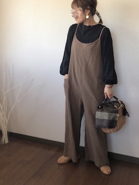 「シェリーアイランド」｜「アイテム（サロペット/オーバーオール）」を使った、uaさん（レディース・153cm）の秋コーディネート
