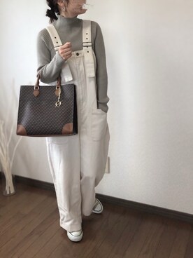 「RODE SKO」｜「アイテム（オールインワン・サロペット）」を使った、uaさん（レディース・153cm）の秋コーディネート