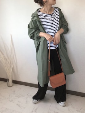 「アイテム（モッズコート）」を使った、uaさん（レディース・153cm）の秋コーディネート