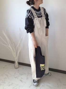 「rectangle_code」｜「アイテム（オールインワン・サロペット）」を使った、uaさん（レディース・153cm）の秋コーディネート