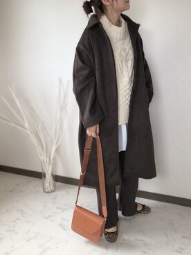「Libra Cue（リブラ キュー）のアイテム（ステンカラーコート）」を使った、uaさん（レディース・153cm）の秋コーディネート