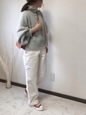 「ap retro（アプレトロ）のストレートデニムパンツ【ZOZO限定アイテム】（デニムパンツ）」を使った、uaさん（レディース・153cm）の冬コーディネート