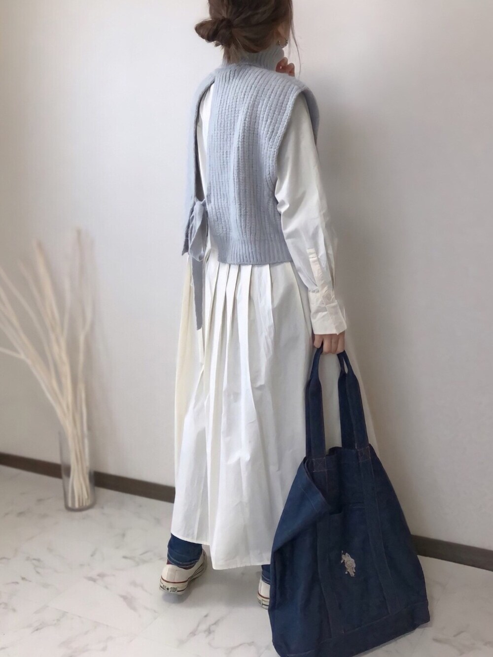 「年末WEAR感謝祭、クリスプ、Crisp、アンドアール、andr、ニットベスト、ベスト、シャツワンピ」｜「📸のアイテム（その他、グレー系）」を使った、uaさん（レディース・153cm）の冬コーディネートの1枚目の写真