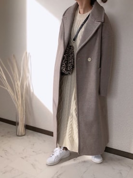 「Libra Cue（リブラ キュー）のアイテム（チェスターコート）」を使った、uaさん（レディース・153cm）の冬コーディネート