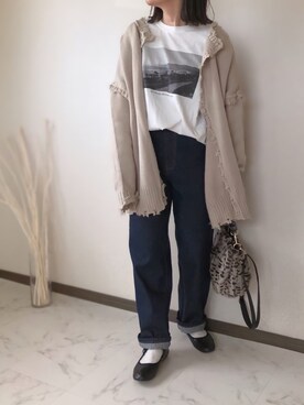 「ap retro（アプレトロ）のストレートデニムパンツ【ZOZO限定アイテム】（デニムパンツ）」を使った、uaさん（レディース・153cm）の冬コーディネート