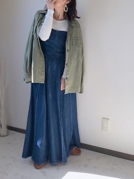 「サニーレーベル」｜「アイテム（ミリタリージャケット）」を使った、uaさん（レディース・153cm）の冬コーディネート