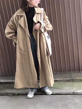 「Libra Cue（リブラ キュー）のアイテム（トレンチコート）」を使った、uaさん（レディース・153cm）の冬コーディネート