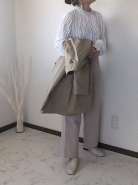 「クリスプ」｜「アイテム（ステンカラーコート）」を使った、uaさん（レディース・153cm）の冬コーディネート