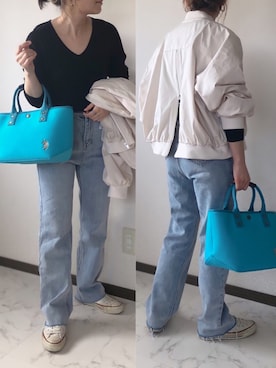「春コート」｜「アイテム（ブルゾン）」を使った、uaさん（レディース・153cm）の春コーディネート
