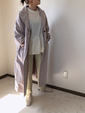 「ぺプラムトップス」｜「アイテム（トレンチコート）」を使った、uaさん（レディース・153cm）の春コーディネート
