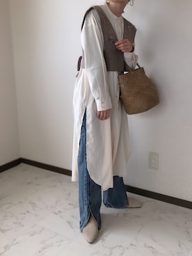「春めきシューズ」｜「アイテム（シャツワンピース）」を使った、uaさん（レディース・153cm）の春コーディネート
