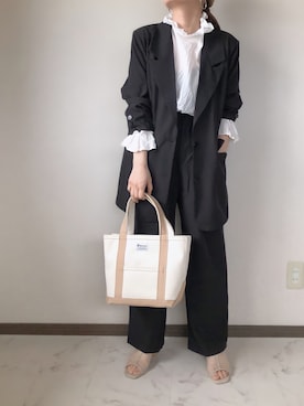 「シアーサンダル」｜「アイテム（ジャケット/アウター）」を使った、uaさん（レディース・153cm）の春コーディネート