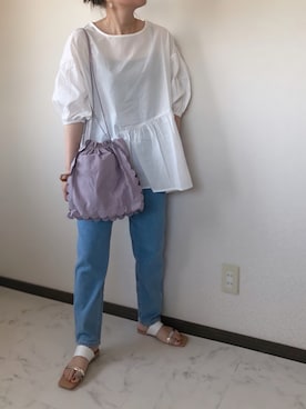 「merlot plus（メルロープリュス）のアイテム」を使った、uaさん（レディース・153cm）の夏コーディネート