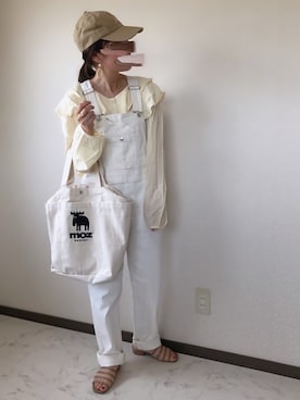 「EDWIN（エドウィン）のアイテム（サロペット/オーバーオール）」を使った、uaさん（レディース・153cm）の夏コーディネート
