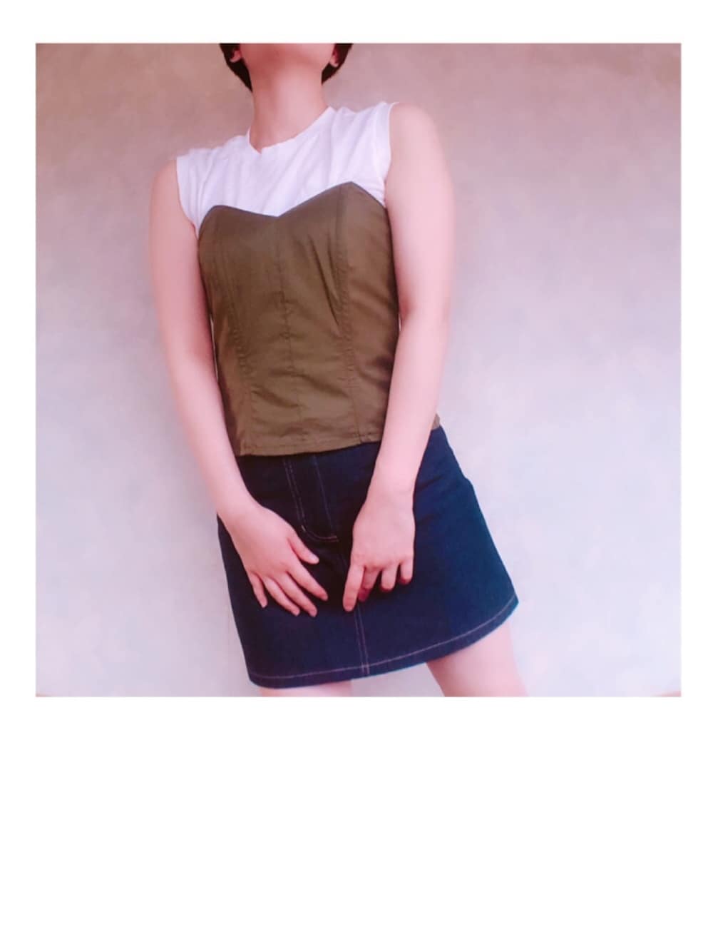 「HANESの【Hanes FOR BIOTOP】Sleeveless T-Shirts（Tシャツ/カットソー、ホワイト系）」を使った、○△□さん（レディース・154cm）の夏コーディネートの1枚目の写真