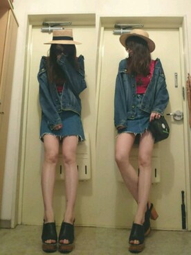 「Rodeo Crowns（ロデオクラウンズ）のアイテム（デニムジャケット）」を使った、NnF★K15さん（レディース・167cm）の春コーディネート