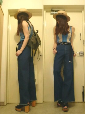 「MOUSSY（マウジー）のWOODEN SOLE SABOT（サンダル）」を使った、NnF★K15さん（レディース・167cm）の夏コーディネート