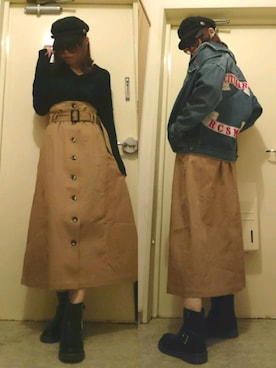 「Rodeo Crowns（ロデオクラウンズ）のアイテム（デニムジャケット）」を使った、NnF★K15さん（レディース・167cm）の冬コーディネート