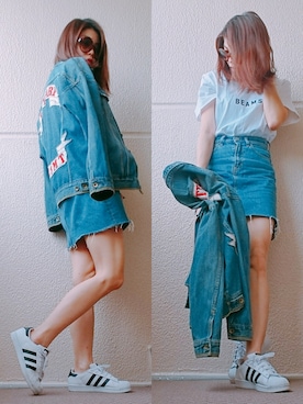 「Rodeo Crowns（ロデオクラウンズ）のアイテム（デニムジャケット）」を使った、NnF★K15さん（レディース・167cm）の春コーディネート