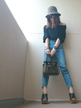 「MOUSSY（マウジー）のWOODEN SOLE SABOT（サンダル）」を使った、NnF★K15さん（レディース・167cm）の夏コーディネート