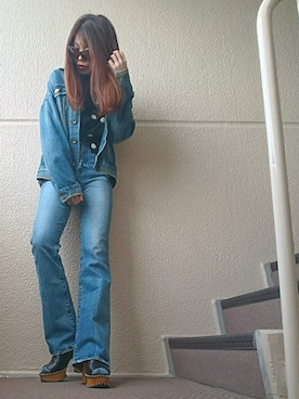 「Rodeo Crowns（ロデオクラウンズ）のアイテム（デニムジャケット）」を使った、NnF★K15さん（レディース・167cm）の冬コーディネート