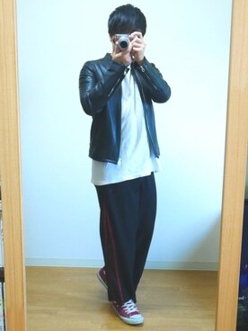 「平成最後のWEARISTAセンバツ」｜「アイテム（ライダースジャケット）」を使った、Yuuさん（メンズ・166cm）の春コーディネート