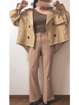 「select MOCA（セレクトモカ）のアイテム（トレンチコート）」を使った、𝑟𝑒𝑛𝑎𓂃さん（レディース・158cm）の春コーディネート