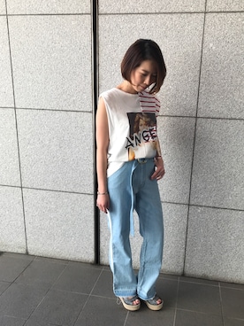 「Yasutoshi Ezumi（ヤストシエズミ）のアイテム（パンツ）」を使った、HONTOMOさん（レディース・161cm）の春コーディネート