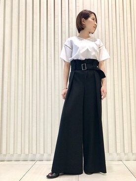 「Yasutoshi Ezumi（ヤストシエズミ）のアイテム（パンツ）」を使った、HONTOMOさん（レディース・161cm）の夏コーディネート