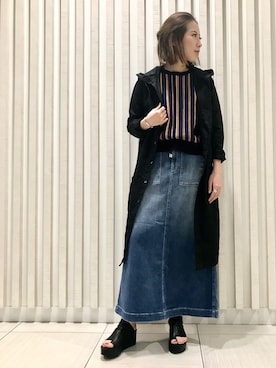 「Moname（モナーム）のアイテム（スカート）」を使った、HONTOMOさん（レディース・161cm）の春コーディネート