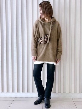 「Nunoo（ヌノー）のアイテム」を使った、HONTOMOさん（レディース・161cm）の冬コーディネート