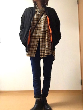 「niko and...（ニコアンド）のアイテム（MA-1）」を使った、chie@さん（レディース・162cm）の春コーディネート