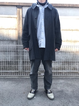 「カシミヤ」｜「アイテム（ステンカラーコート）」を使った、boog77さん（メンズ・170cm）の秋コーディネート
