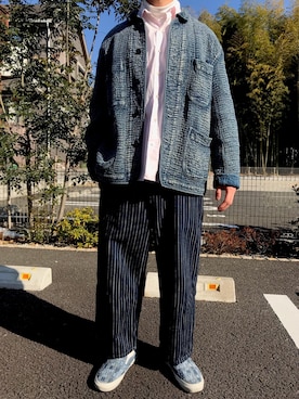 「ロールアップ」｜「アイテム（スリッポン）」を使った、boog77さん（メンズ・170cm）の冬コーディネート