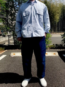 「ロールアップ」｜「アイテム（スリッポン）」を使った、boog77さん（メンズ・170cm）の春コーディネート