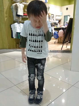 「WASK（ワスク）のアイテム」を使った、おーちゃんさん（キッズ・110cm）の春コーディネート