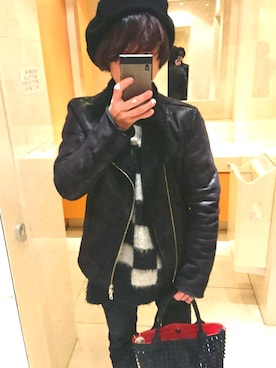 「NO ID.（ノーアイディ）のアイテム（ハンチング/ベレー帽）」を使った、たろう丸さん（メンズ・162cm）の冬コーディネート